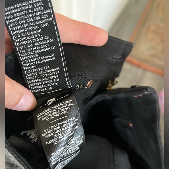 7 For All Mankind| Leopard Print Straight Jeans with Raw Hem—Waxed Material••• - Picture 12 of 16